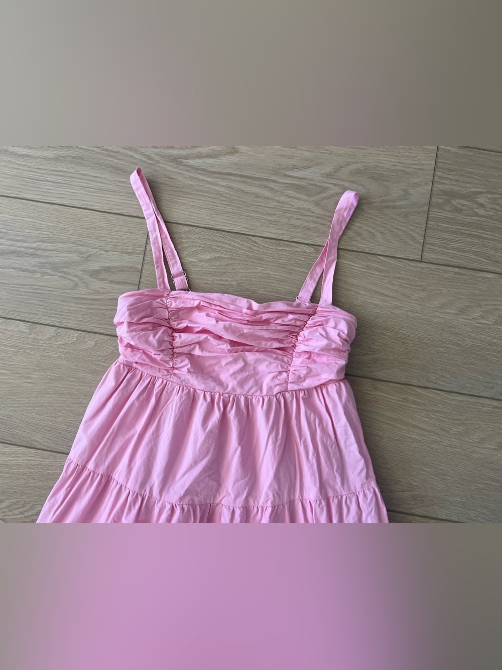 Hello Molly Knock Knock Pink Ruched Tiered Maxi Sundress size small - Picture 3 of 9